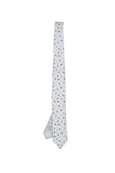 Prada Toys Print Tie In Grey,red,blue