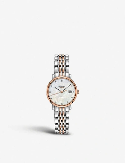 Longines Women's L4.310.5.87.7 Elegant Diamond, Mother-of-pearl And Rose Gold-plated Stainless Steel