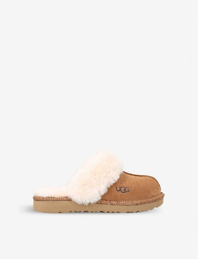 Ugg Kids' Cozy Ii Suede And Sheepskin Slippers 5-11 Years In Brown
