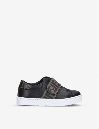 Fendi Boys Blk/other Kids Ff Monogram-print Leather Trainers 6-9 Years 9 In Brown