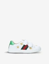 GUCCI GUCCI GIRLS WHITE/OTH KIDS NEW ACE BEE-EMBROIDERED LEATHER TRAINERS 5-8 YEARS,87883329