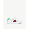 Gucci Kids' New Ace Bee Star Leather Trainers 1-4 Years In White/oth