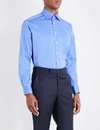 Eton Men's Blue Signature Pleated-cuff Regular-fit Cotton-twill Shirt