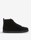 CHRISTIAN LOUBOUTIN CHRISTIAN LOUBOUTIN MEN'S BLACK LOU SPIKES FLAT SUEDE,10567128