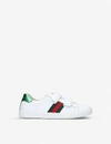 GUCCI GUCCI GIRLS WHITE/GREEN/RED KIDS GIRLS WHITE KIDS NEW ACE VL LEATHER TRAINERS 8-10 YEARS,76763175