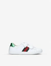 Gucci Leather Strap Sneakers In White/green/red
