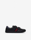 GUCCI GUCCI BOYS BLACK KIDS NEW ACE VL LEATHER TRAINERS 8-10 YEARS,76763106