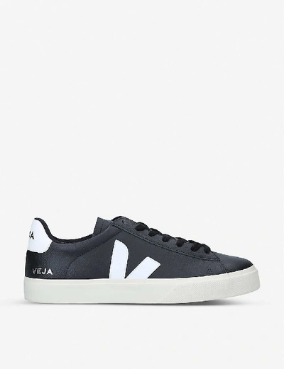 Veja Men's Campo Leather And Coated-canvas Low-top Trainers In Blk/white