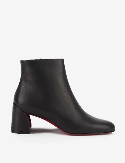 Christian Louboutin Turela Leather Side-zip Red Sole Booties In Black