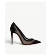 Christian Louboutin Galativi 85 Suede And Mesh Pumps In Version Black