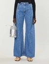 Maison Margiela High-waisted Cut-out Jeans With Wide Leg Silhouette In Stone Wash Medium