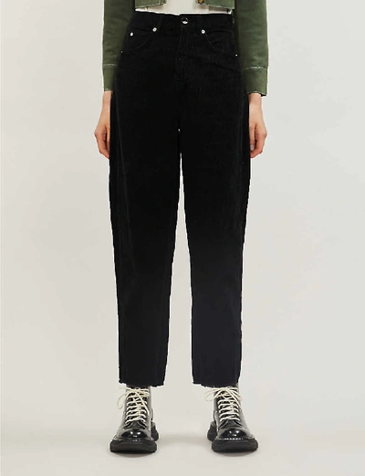 Whistles Omens  High-waist Corduroy Barrel Jeans In Black