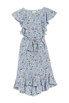 Max Studio Printed Flutter Sleeve Tie Waist Dress In Blgblmag
