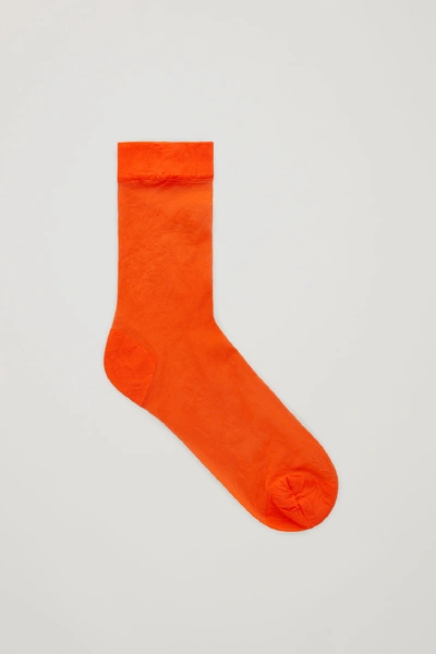 Cos Sheer Ankle Socks In Orange