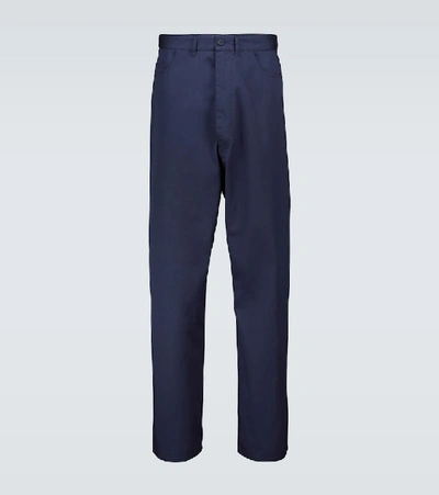 Balenciaga Wide-leg Cotton Twill Chino Trousers In Blue