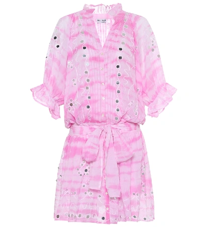 Juliet Dunn Embellished Cotton Shirt Dress In Pink