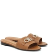 Ferragamo Logo-plaque Leather Sandals In Brown