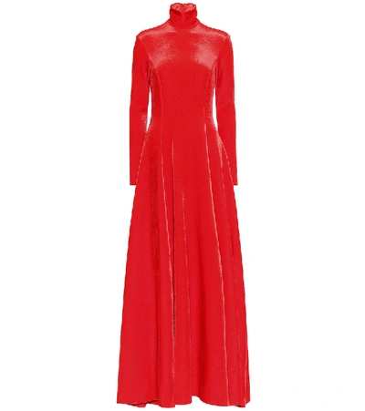 Balenciaga Ballroom Bonded Velvet Gown In Red