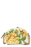 Tory Burch Kira Quilted Floral Leather Crossbody Bag In Yellow Floral Clouds