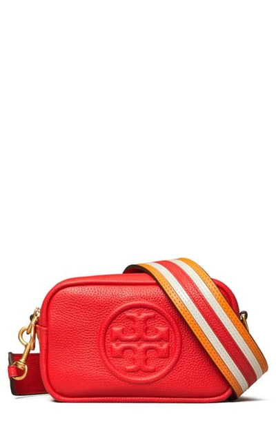 Tory Burch Perry Bombe Mini Leather Convertible Strap Shoulder Bag In Red