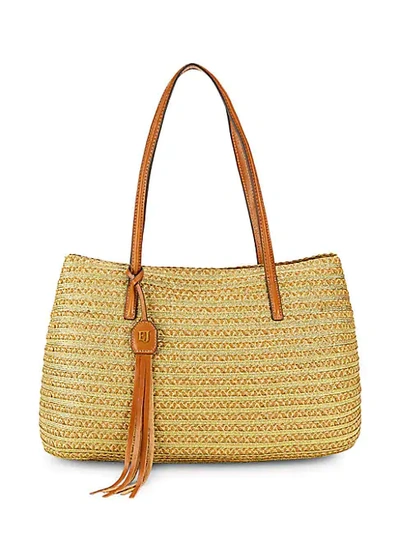Eric Javits Leather Strap Woven Tote In Natural