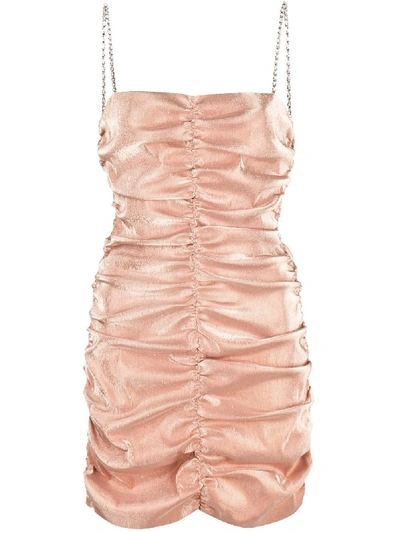 Area Stretch Lamé Shirred Mini Dress In Pink