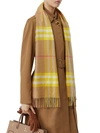 BURBERRY YELLOW CHECK PRINT CASHMERE SCARF,8023383