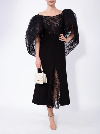 Givenchy Lace Top With Oversized Puff Sleeves In Black