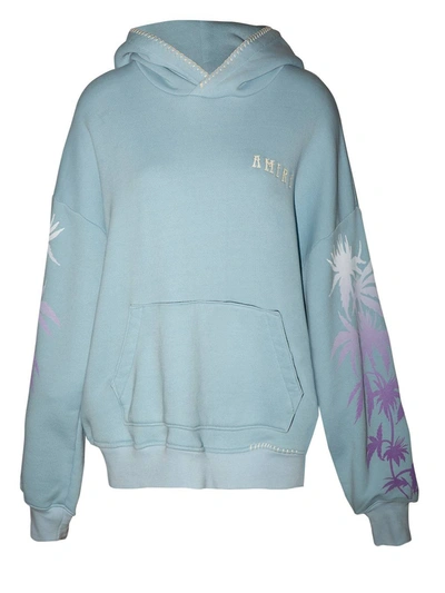 Amiri Oversized Embroidered Printed Cotton-jersey Hoodie In Blue