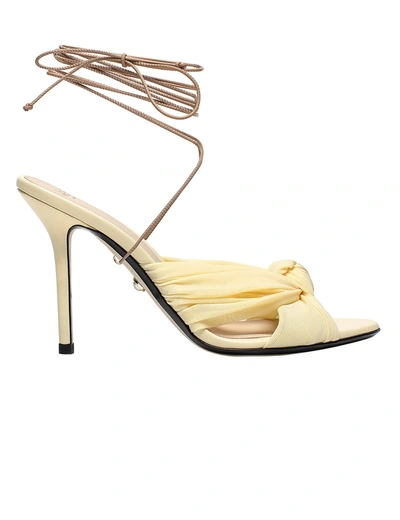 Alevì Vichy Bow-detail Leather Sandals In Yellow
