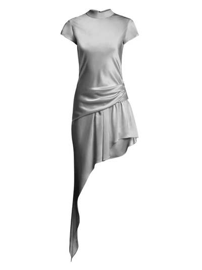 Alexander Wang Women's Asymmetric Draped Mini Dress In Grey