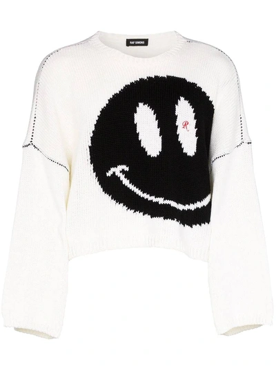 Raf Simons Cropped Intarsia-knit Virgin Wool Jumper In White