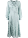 ALEXA CHUNG Floral Icy Blue V-neck Dress,DR12