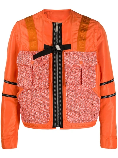 Heron Preston Utility Tweed Jacket In Orange