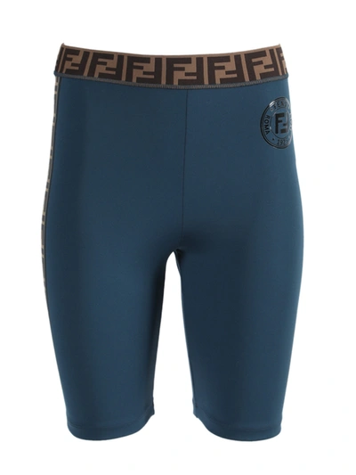 Fendi Ff-jacquard Stretch-jersey Bike Shorts In Blue