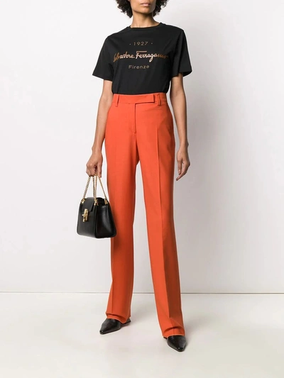 Ferragamo High-rise Straight-leg Trousers In Orange