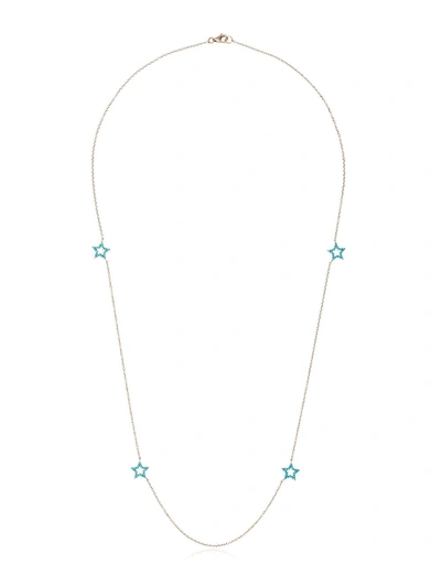 Rosa De La Cruz 18k Gold Necklace With Turquoise Stars In Silver
