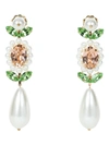 Simone Rocha Crystal Embellished Pear Drop Earrings White Green
