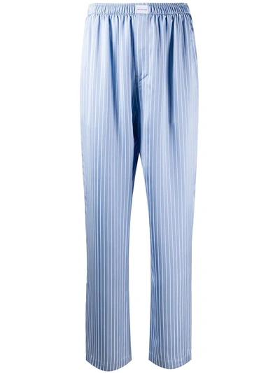 Balenciaga Striped Satin Wide-leg Pyjama Trousers In Blue