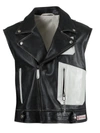 RAF SIMONS BLACK AND WHITE SLEEVELESS PERFECTO VEST JACKET,201-652