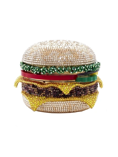 Judith Leiber Crystal-embellished Burger Clutch In Multicolor