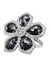 NINA RUNSDORF BLACK DIAMOND FLOWER RING,NRR-3327