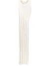 JIL SANDER IVORY LONG FRINGE TANK TOP,JSWQ751316