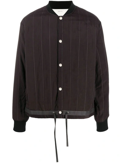 Oamc Brown Striped Quilted Bomber Jacket