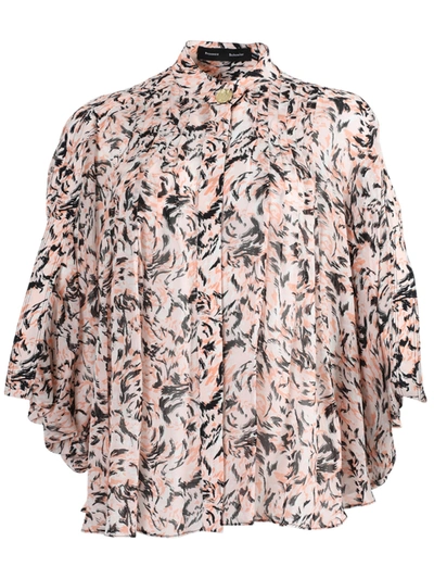 Proenza Schouler Printed Flutter Sleeve Blouse In Neutrals