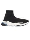 BALENCIAGA BLACK AND WHITE SPEED LIGHT CLEAR SOLE SNEAKERS,607544 W05GG