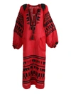 VITA KIN BLACK AND RED FIJI MIDI DRESS,DM-0012/FJI-1 LINEN