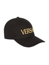 Versace Embroidered Logo Baseball Cap In Black