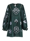 VITA KIN Jasmine Green Embroidered Dress,DS-0106/JSM-12 LINEN