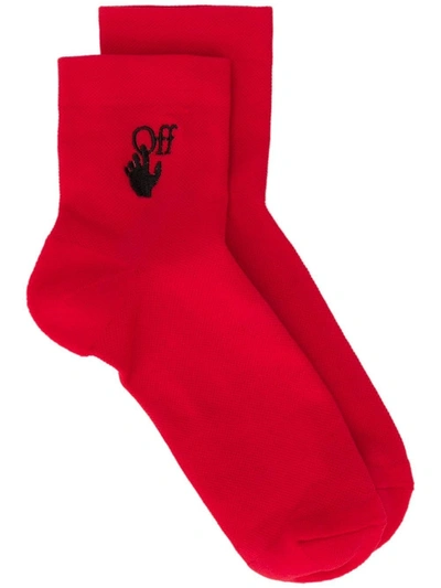 Off-white New Logo Ankle Socks In Red